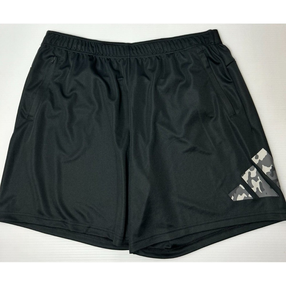Adidas Mens Size 2XL Black White Shorts Camo Logo 7" Inseam Basketball IB8171